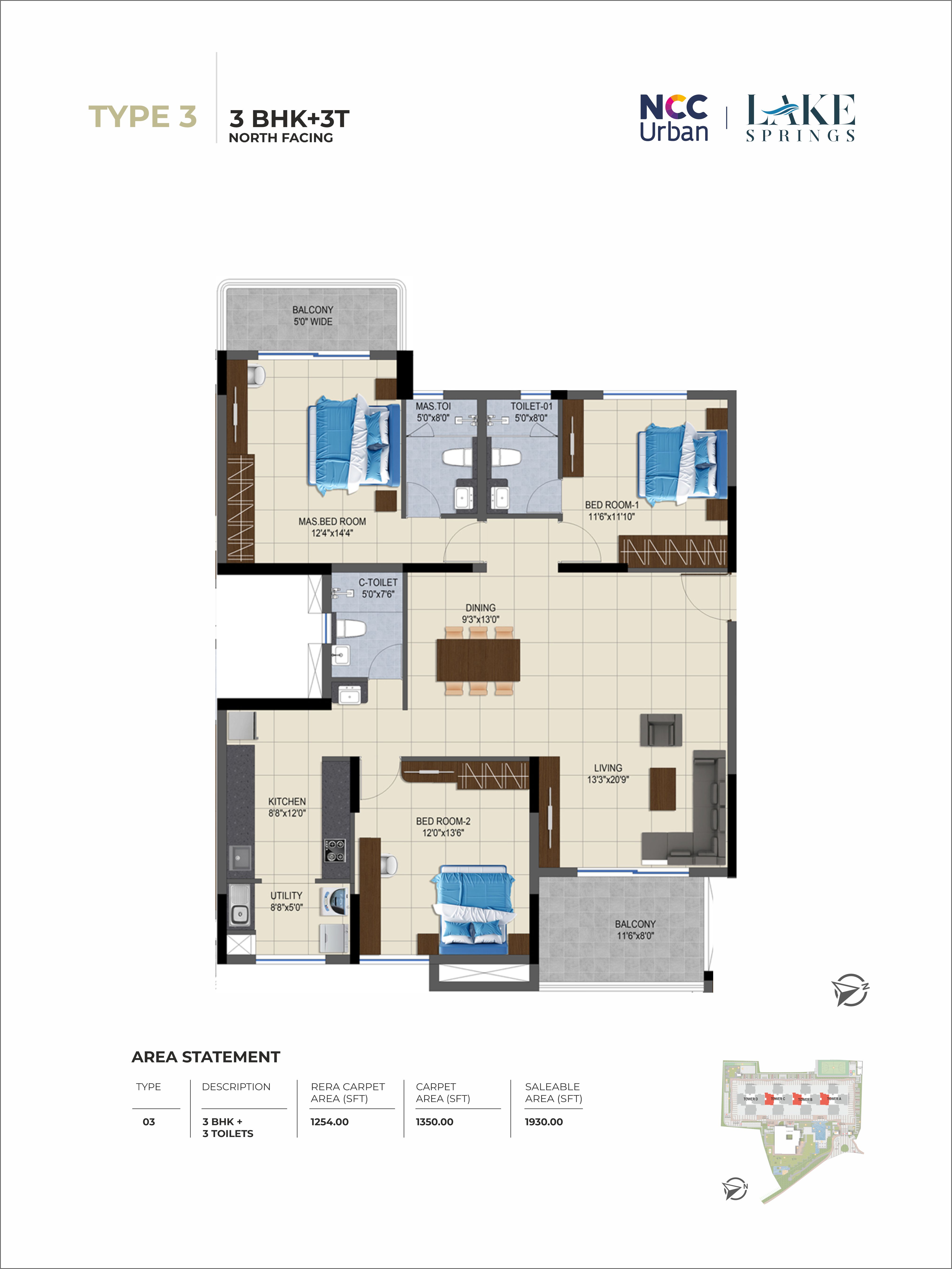 lake view East facing premium 3bhk flats 